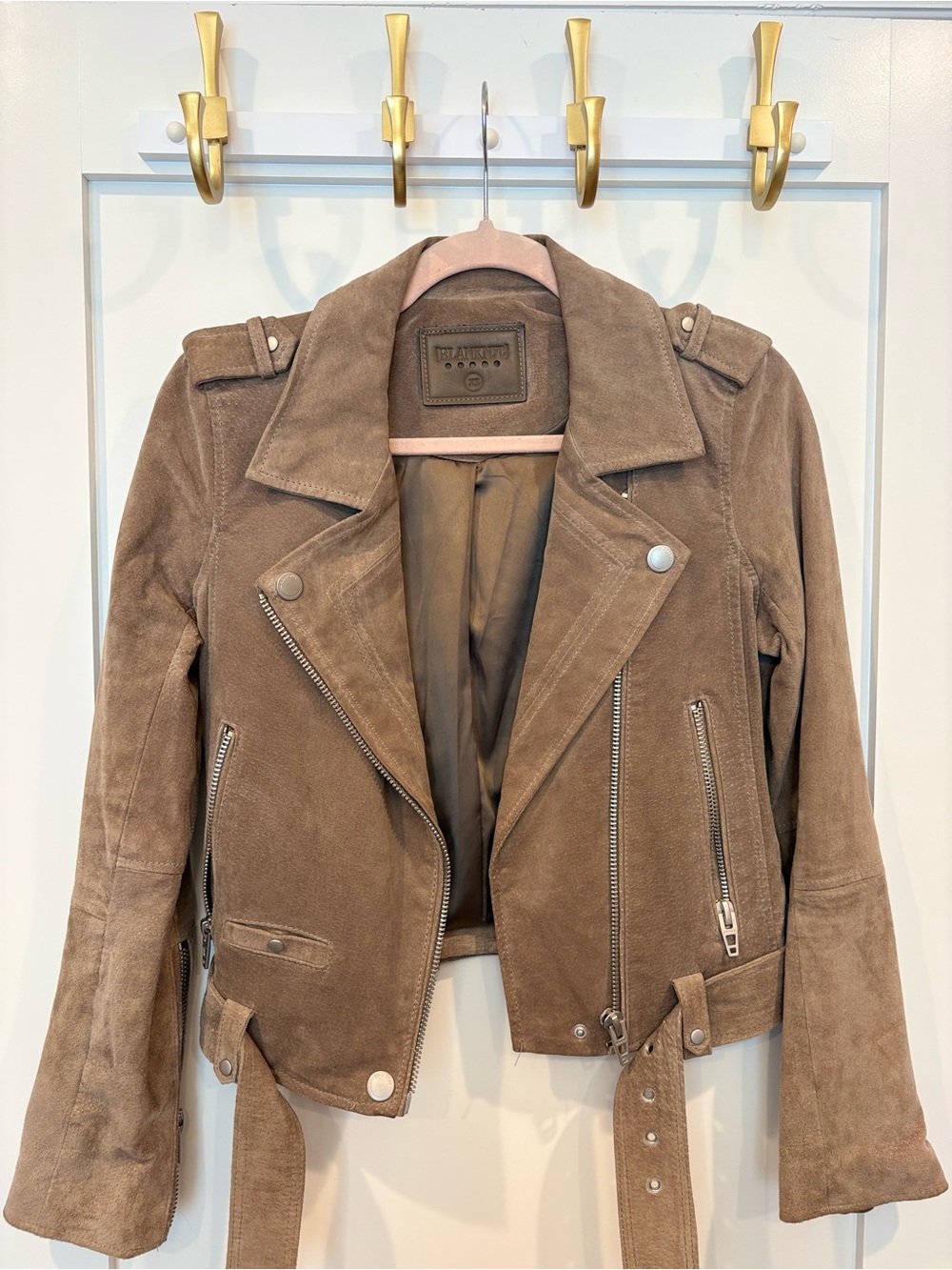 Blank NYC Suede Moto Jacket - Taupe
